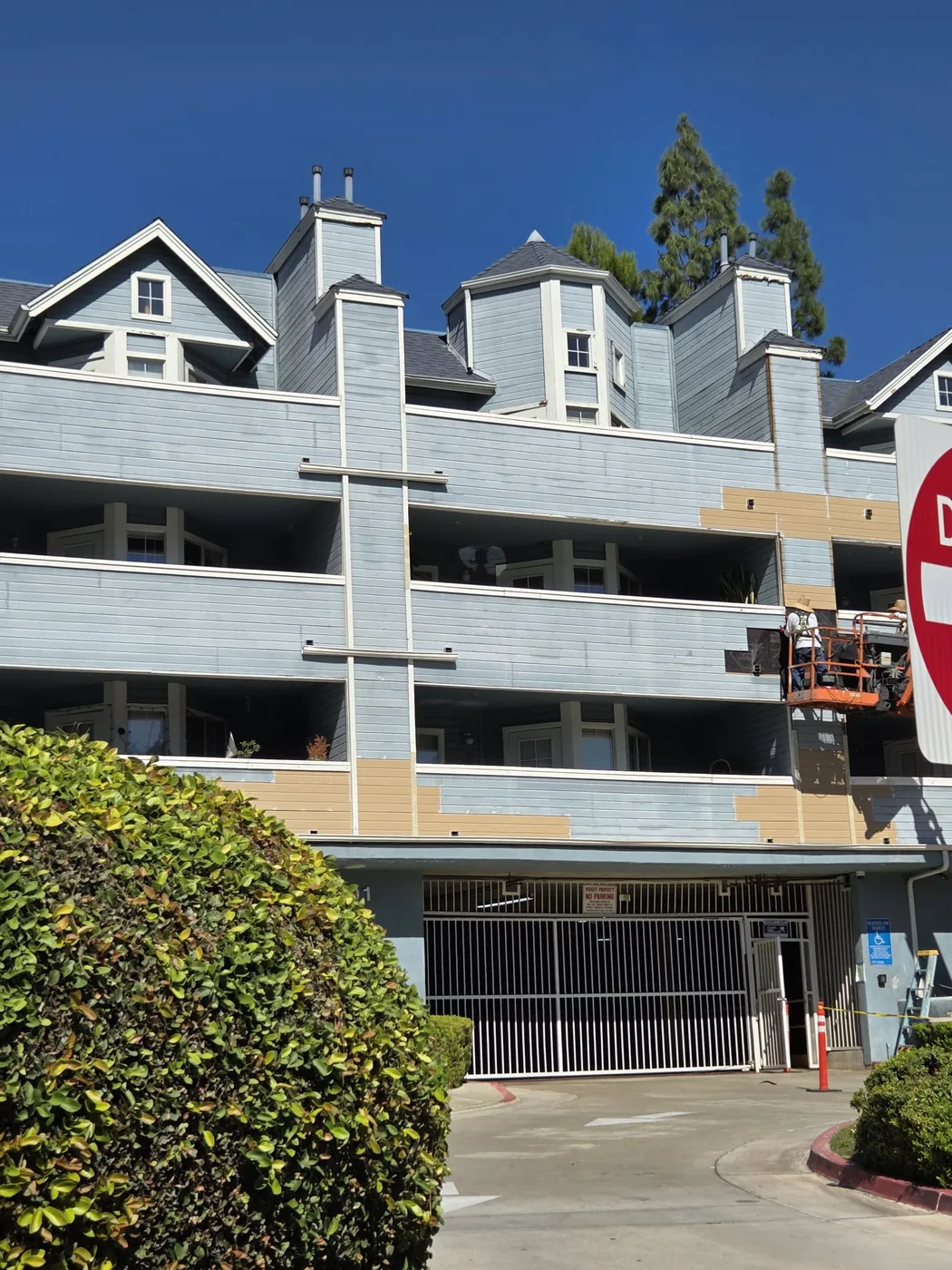 Apartment complex repaint in progress