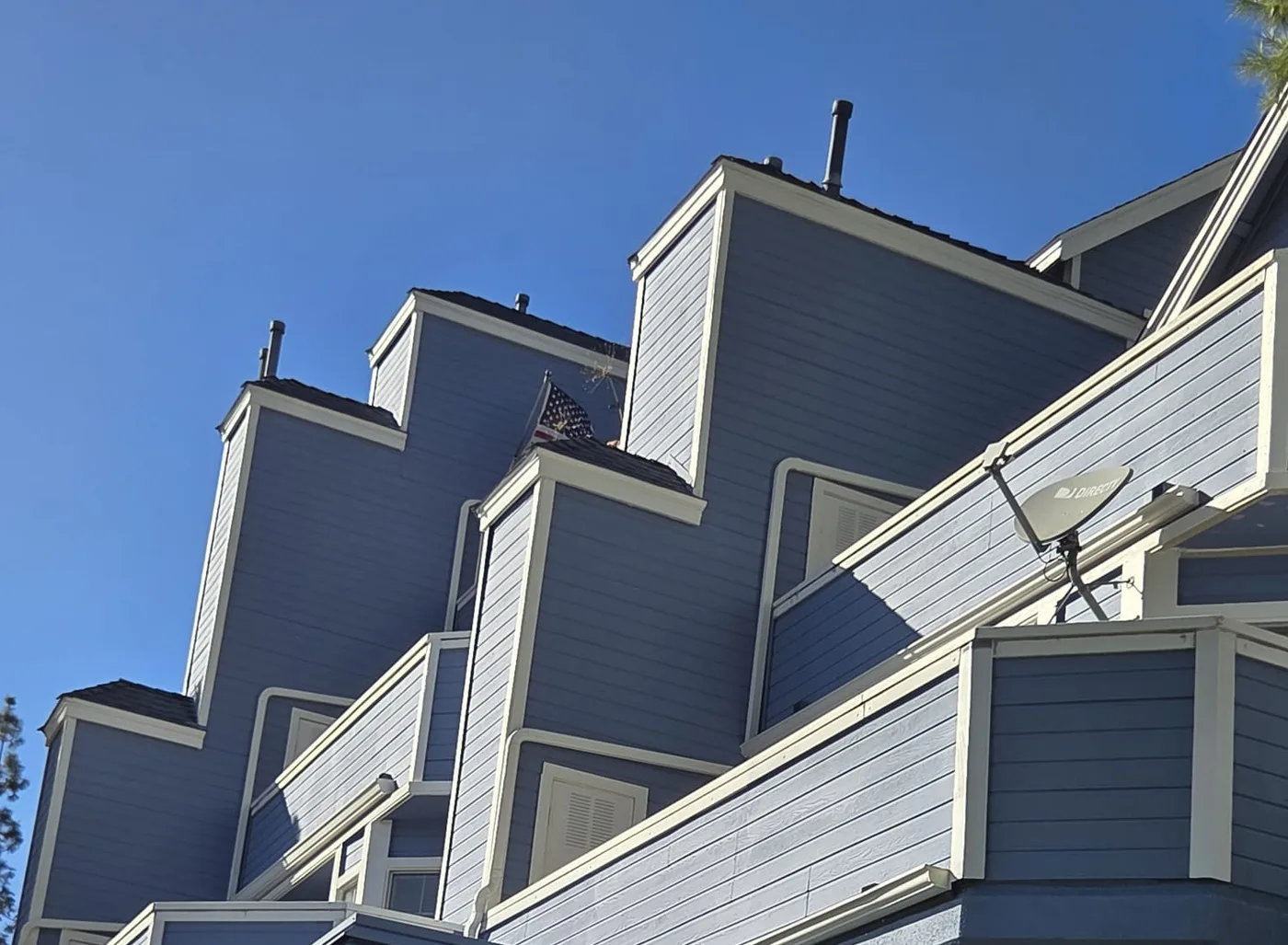 Upper balconies with fresh paint